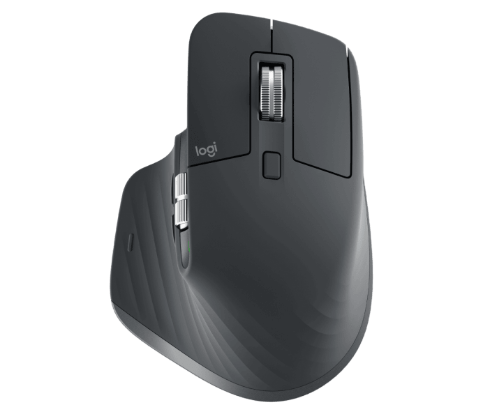 Logitech MX Master 3S ergonomic wireless mouse - top view graphite