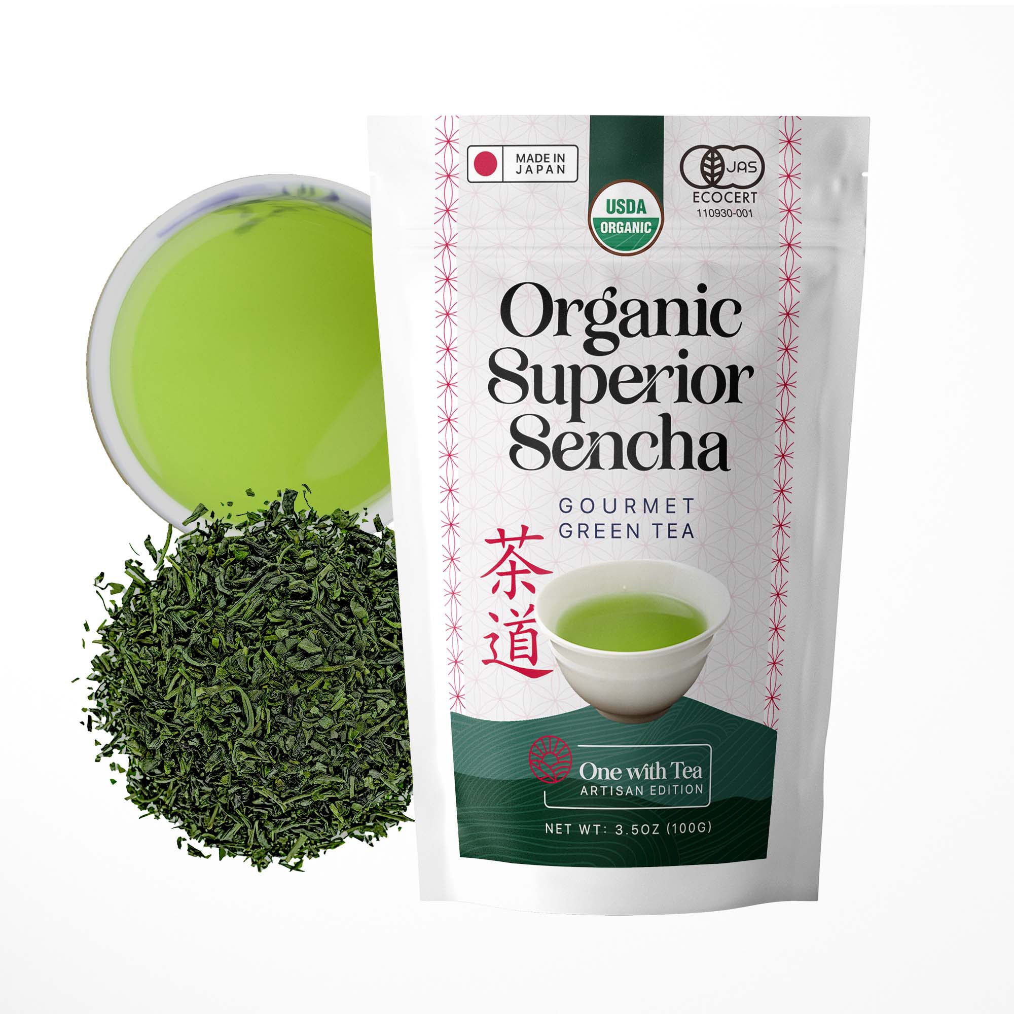 One With Tea Organic Japanese Sencha loose leaf green tea pouch
